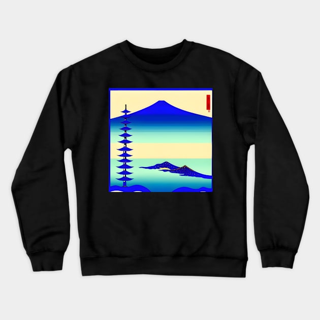 High pagoda that watches over the mountains in the mist. Crewneck Sweatshirt by Zenmatics